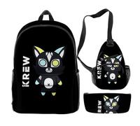 FOGIMEIGB ItsFunneh Krew District Backpack 3 Pieces Sets Fashion Crossbody Bag Casual Pencil Bag (HL07126)