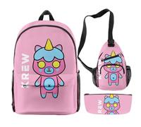 FOGIMEIGB ItsFunneh Krew District Backpack 3 Pieces Sets Fashion Crossbody Bag Casual Pencil Bag (WP10903A27)