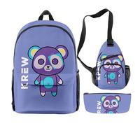 FOGIMEIGB ItsFunneh Krew District Backpack 3 Pieces Sets Fashion Crossbody Bag Casual Pencil Bag (WP10903A30)