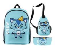 FOGIMEIGB ItsFunneh Krew District Backpack 3 Pieces Sets Fashion Crossbody Bag Casual Pencil Bag (WP10903A22)
