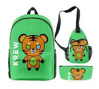 FOGIMEIGB ItsFunneh Krew District Backpack 3 Pieces Sets Fashion Crossbody Bag Casual Pencil Bag (WP10903A61)