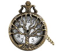Fogitbok Vintage Quartz Pocket Watches for Men with Chains Pendant Pocket Watch Women’s Necklace Watches Unique Designs with Box, 3D Tree, Pocket Watch