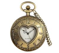 Fogitbok Vintage Quartz Pocket Watches for Men with Chains Pendant Pocket Watch Women’s Necklace Watches Unique Designs with Box, Hollow Heart, Pocket Watch