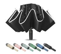 Fogkey Large Windproof Travel Umbrella, Portable Reverse Folding Car Umbrella, Compact Inverted Design with Waterproof Canopy, Automatic, 10 Durable Ribs, 45.6/13 Inch, Fits Backpack, BLACK