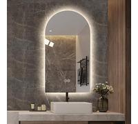 Fogless Bathroom Mirror for Vanity Makeup LED Wall Dressing Mirror with Lights 32" 51" Arched Frameless Backlit Home Decor Tri-Color Temperature Adjustable(32x48in/80x120cm)