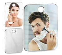 Fogless Shower Mirror for Shaving Men - 2 Pack (6x4) Small Anti-Fog Shatterproof Acrylic Bathroom Mirror, Unbreakable Travel Camping Wall Hanging Fog Free Handheld Mirror