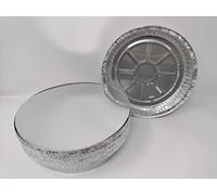 Foglish Home & Garden 4 x 23cm 9" Aluminium Foil Round Pie Flan Quiche Dish Tray Container with Lids BBQ 23x23x4cm Airfryer Oven