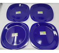 Foglish Home & Garden 4 x Eco Plastic Large Square Plates 27cm Pastel Colours Party Picnic Reusable (Navy Blue)