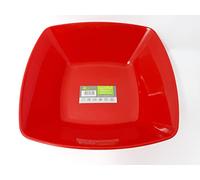 Foglish Home & Garden 4 x Eco Plastic Medium Square Bowls 19cm Pastel Colours Party Picnic Reusable (Red)