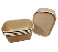 Foglish Home & Garden Kraft Paper Food Containers, Brown, 1000ml Rectangular, Stackable, Disposable with Lids, 17.3x12.3x6cm, Restaurant and Takeaway Use (25)