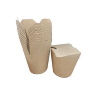Foglish Home & Garden Kraft Paper Noodle Boxes, Natural Brown, 32oz/900ml Capacity, Biodegradable, Foldable, Round Container with Fold-Top Closure, for Takeaway Food (100)