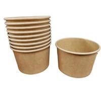 Foglish Home & Garden Kraft Soup Containers, 8oz Food Storage Pots, 225ml Disposable Takeaway Tubs, Ice Cream, Brown (20)