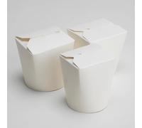 Foglish Home & Garden White Paperboard Noodle Boxes, Round 16oz Takeaway Containers, 450ml Capacity, Foldable Top Closure, for Hot Food and Snacks (10)