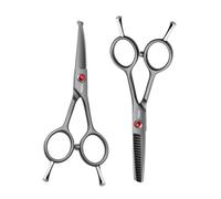 FOGOSP 4.5" Dog Grooming Scissors 2 pcs Curved Scissors for Dog Grooming and Thinning Shears for Dog for Small Dog Cat Face Paw Japan 440C(2Kit)