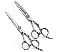 FOGOSP 6" Professional Hair Shears Set VG10 Japanese Stainless Steel Sharp Ergonomic Lightweight Regular Straight and Thinning Scissors for Barbers and Salon Professionals