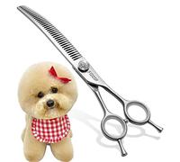 FOGOSP 8.0'' Curved Chunkers Shears for Dog Grooming Professional Magic Dog Grooming Scissors with Big Artificial Diamonds 38 Teeth for Large Dog(8.0 in, Curved Chunkers)