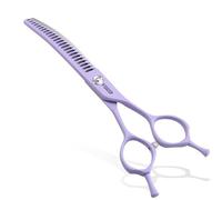 FOGOSP Curved Chunkers Dog Grooming Scissors 6.5" Macarone Series Professional Pet Grooming Shears for Small Dogs Pets Japan 440C Stainless Steel Sharp & Durable(Purple, 24Teeth Curved Thinners)
