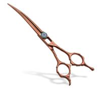 FOGOSP Curved Dog Grooming Scissors 7'' Downward 30° Professional Pet Grooming Trimming Shears for Dogs Suzhi Teddy High Cobalt Alloy Steel for Right Handed Groomers (7, Chocolate Curve)