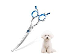 FOGOSP Curved Dog Grooming Scissors with Blunt Tip 6.5 in Safety Curve Shears for Pet Dogs Cat Japan 440C 30°Arc Upward & Downward for Trimming Face and Paws