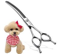FOGOSP Curved Thinning Shears for Dogs 7.5'' Professional Blender Thinning Shears for Medium Large Dog 35% Thinning Rate (7.5 in, V Type Blender)