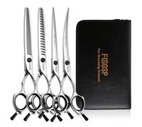 FOGOSP Dog Grooming Scissors Kit 7 in Professional Curved Thinning Straight Chunkers Shears for Grooming Dogs Cat Pet at Home Japanese 440C Stainless Steel(7.0'',Kit)