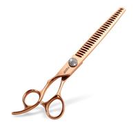FOGOSP Left Handed Professional Chunkers Dog Grooming Scissors 7.5'' Rose Gold Titanium Thinning Shears for Large Dogs Poodle Pet Grooming Shears Japanese 440C 70% Thinning Rate 26 Teeth(7.5,Chunker)