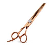 FOGOSP Left Handed Professional Chunkers Dog Grooming Scissors 7'' Rose Gold Titanium Thinning Shears for Dogs Cats Pet Grooming Shears Japanese 440C 70% Thinning Rate 18 Teeth(7,Chunker)