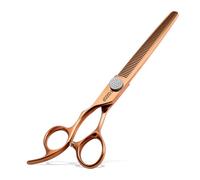 FOGOSP Lefty Thinning Shears for Dogs 49 Teeth 7'' Rose Gold Titanium Professional Blending Thinner Scissors for Dogs Cats Pet Japan 440C Sharp Left Handed(7,Thinner)
