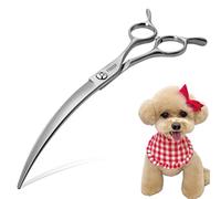 FOGOSP Professional 45°Curved Grooming Scissors for Dogs 7.5 in Big Arc Curved Shears for Professional Groomer Japan 440C High-Carbon Steel Right Hand Matte
