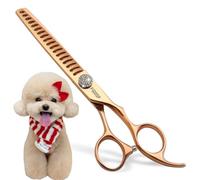 FOGOSP Rose Gold Titanium Chunkers Dog Grooming Scissors 7'' Professional Thinning Shears for Dogs Shih Tzu Teddy Pet Japanese 440C 70% Thinning Rate 18 Teeth(7,Chunker)