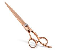 FOGOSP Rose Gold Titanium Professional 8'' Straight Dog Grooming Scissors Long Large Grooming Shears for Dogs Pet Japan 440C Right Handed Dog Hair Cutting Scissors for Poodle(8,Straight)
