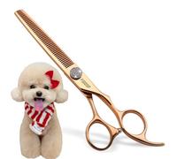 FOGOSP Rose Gold Titanium Thinning Shears for Dogs 46 Teeth 7'' Professional Blending Thinner Scissors for Dog Shih Tzu Teddy Pet Japanese 440C Sharp and Durable Right Handed(7,Thinner)