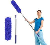 Fogray 2025 Upgraded Extendable Feather Duster with Soft Silicone Cap, Telescopic Long Handled Microfiber Dusters for Cleaning, Cobweb High Ceiling Fan Roof Blinds Cars, Washable & Bendable(darkblue)