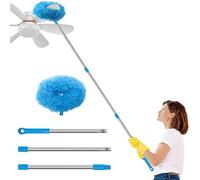 Fogray 2026 Upgraded Ceiling Fan Cleaner Duster Reusable Feather Duster, Long Handled Microfiber Dusters for Cleaning, Cobweb High Roof Blinds Cars, Washable & Bendable(Blue)