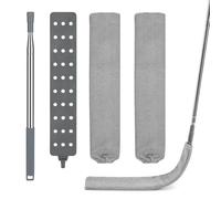 Fogray Gap Dust Cleaner, Skinny Gaps Cleaning Duster, 1 Long Handle Extension Pole and 2 Microfiber Dusting Cloths, Retractable Flat Dusters Tool for Under Furniture Bedroom, Tight Spaces
