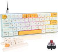 Fogruaden 60% Mechanical Gaming Keyboard, 61 Keys, RGB Backlit, Compact 60 Percent Wired Keyboard for Win/Mac PC Gamer, Easy to Carry on Trip (GK61-Honeymilk-Red)