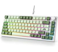 Fogruaden Wired 75% Mechanical Gaming Keyboard - 75 Percent Matcha, Hot Swappable Gasket Mount, Red Switch, RGB Backlit 82 Keys TKL Mechanical Keyboard with Knob