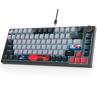 Fogruaden Wired 75% Mechanical Keyboard, Hot Swappable Gasket Mount With Red Switch, RGB Backlit 82 Keys TKL, NKRO Compact Gaming With Knob (Dolch)