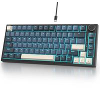 Fogruaden Wired 75 Percent Gaming Keyboard, Hot Swappable, Gasket Mount Creamy Mechanical Keyboard with Knob, Linear Red Switch, RGB Backlit, Sound Absorbing Pads, NKRO Compact TKL Custom Keyboard