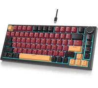 Fogruaden Wired 75% Percent Hot Swappable Mechanical Keyboard, Red Switch, TKL Mechanical Keyboard, Gasket Mount, RGB Backlit Compact Gaming Keyboard with Volume Knob(RedSamurai)
