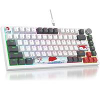 Fogruaden Wired 75% Percent Mechanical Keyboard, Hot Swappable, Red Switch, TKL Mechanical Keyboard, Gasket Mount, RGB Backlit Compact Gaming Keyboard with Volume Knob(GreyWhite)