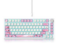 Fogruaden Wired 75% Percent Mechanical Keyboard, RGB Backlit 75 Percent Gaming Keyboard, Gasket Mount TKL Mechanical Keyboard, Hot Swappable Red Switch, NKRO Compact Pink Keyboard with Volume Knob