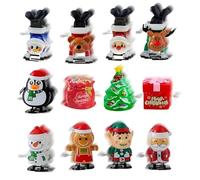 Fogukier Christmas Wind Up Toys - 12 Piece Christmas Novelty Shake Head Clockwork Toy Walking Wind-up Spring Toy, 2025 Cute C-hristmas Stocking Stuffers Party Favor Goody Bag Filler