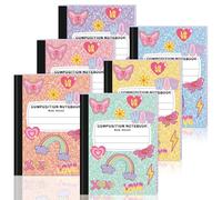 FOGWOWO 6 Pack Marble Composition Notebook Wide Ruled,Pastel Preppy Composition Notebooks Bulk,Assorted Colors Back to School Marble Notebooks 80 Pages (40 Sheets) 9.75x7.5 Inches