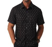 fohemr Mens Short Sleeve Printed Dress Shirt Summer Casual Wrinkle Free Button Down Pattern Shirt with Pocket Black XX-Large