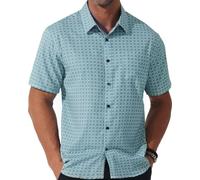 fohemr Mens Short Sleeve Printed Dress Shirt Summer Casual Wrinkle Free Button Down Pattern Shirt with Pocket Green Large
