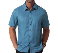 fohemr Mens Short Sleeve Printed Dress Shirt Summer Casual Wrinkle Free Button Down Pattern Shirt with Pocket Blue 3X-Large