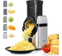 FOHERE 5 in 1 Electric Cheese Grater, Large Feed Chute Electric Grater