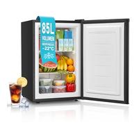 FOHERE 85L Freestanding Under Counter Freezer, 53cm Wide Small Freezers with Reversible Door, 4 Star Upright Freezer Rating, Adjustable Thermostat, Black [Energy Class E]