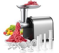 FOHERE Electric Meat Grinder, 3-in-1 Meat Mincer Machine & Sausage Stuffer, Stainless Steel Meat Mincers for Home use with 3 Grinding Plates, Kubbe Kit & 3 Sausage Stuffer Tubes, 3000W Max
